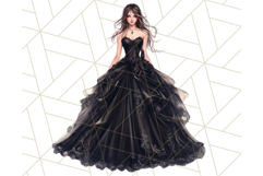 Victorian Gothic Wedding Dress PNG, Dark Bridal Clipart Product Image 3