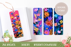 Cartoon Flowers Bookmark Designs, Floral Bookmark Print Product Image 1