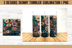 Flowers 3D Tumbler Sublimation Designs PNG Product Image 3