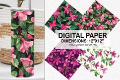 Fuchsia Flowers Pattern Digital Paper- Flowers Background Product Image 1