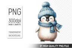 Christmas Penguin Clipart PNG, Festive Penguin Sublimation Product Image 1