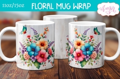 Watercolor floral mug wrap sublimation PNG, Spring mug png Product Image 2