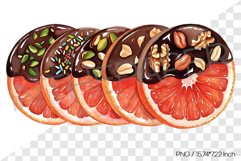 Chocolate dipped grapefruit slices PNG Clipart Watercolor Product Image 1