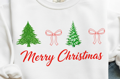 Preppy Merry Christmas Png, Christmas Tree PNG, Coquette Bow Product Image 3