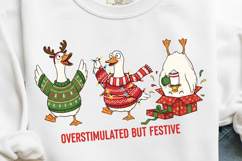 Overstimulated But Festive PNG, Funny Christmas Goose Design Product Image 2