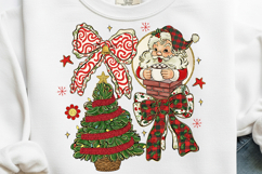 Santa Coquette Christmas Png, Plaid Christmas Bow Png Product Image 2