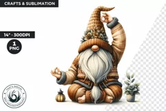 Gnome clipart, Cozy Gnomes Doing Yoga, Yoga clipart PNG Product Image 1