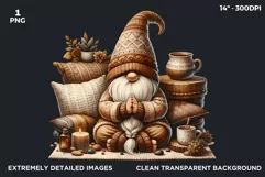 Gnome clipart, Cozy Gnomes Doing Yoga, Yoga clipart PNG Product Image 2