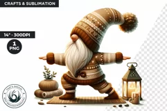 Gnome clipart, Cozy Gnomes Doing Yoga, Yoga clipart PNG Product Image 1