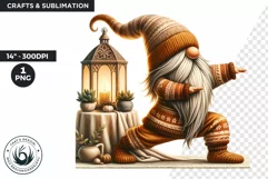 Gnome clipart, Cozy Gnomes Doing Yoga, Yoga clipart PNG Product Image 1