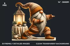Gnome clipart, Cozy Gnomes Doing Yoga, Yoga clipart PNG Product Image 2