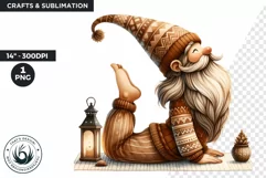 Gnome clipart, Cozy Gnomes Doing Yoga, Yoga clipart PNG Product Image 1