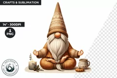Gnome clipart, Cozy Gnomes Doing Yoga, Yoga clipart PNG Product Image 1