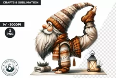 Gnome clipart, Cozy Gnomes Doing Yoga, Yoga clipart PNG Product Image 1