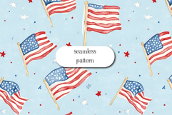 Watercolor Patriotic Stripes Seamless Pattern Red White Blue Product Image 1