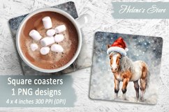 Christmas baby horse coaster | Square coaster sublimation Product Image 1