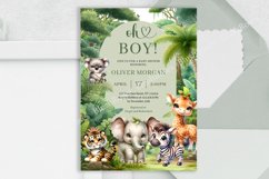 Tropical Jungle Safari Animals Boy Baby Shower Invite ZB89 Product Image 3