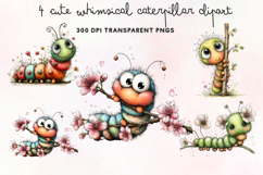 Cute Whimsical Caterpillar Clipart PNG Product Image 1