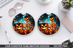 Skull Car coaster sublimation, Halloween Coaster PNG Product Image 1