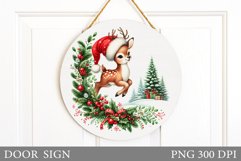 Christmas Deer Door Sign. Christmas Door Sign Sublimation Product Image 1