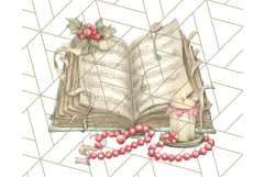 Christmas Book Clipart, Festive Reading PNG Illustrations Product Image 3