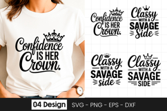 Confidence Is Her Crown Women Quotes SVG PNG Product Image 1