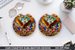 4th Of July Car Coaster Sublimation| 4th Of July Coaster PNG Product Image 1