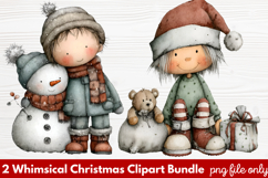 2 Whimsical Christmas Clipart | Cute Festive Holiday PNG Product Image 1