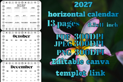 2027 horizontal Calendar with flower frame Product Image 2
