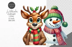 Christmas clipart, Snowman clipart, Reindeer clipart Product Image 1