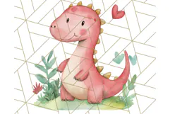 Watercolor Dinosaur and Rainbow PNG Clipart, Baby Nursery Product Image 3
