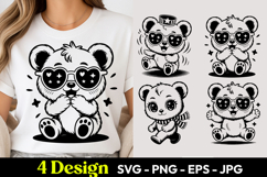 Heart Eyes Panda Cartoon SVG PNG Product Image 1