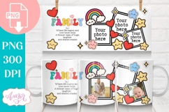 Family Photo Mug template sublimation PNG, customizable mug Product Image 1