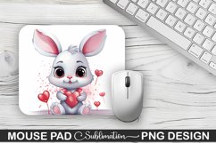 Valentine Bunny Sublimation Mouse Pad PNG Design Product Image 1