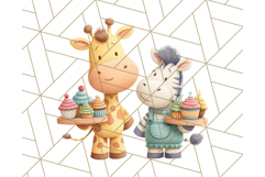 Cozy Safari Baking Animals PNG, Cute Jungle Kitchen Art Product Image 3