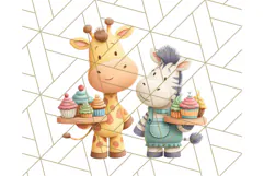 Cozy Safari Baking Animals PNG, Cute Jungle Kitchen Art Product Image 3