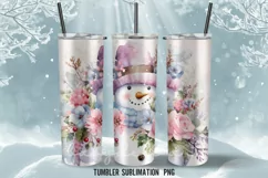 Vintage Pastel Snowman Tumbler Sublimation Designs | Tumbler Product Image 3