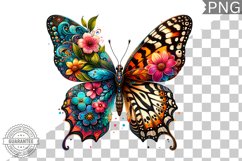 Vibrant Floral Butterfly Sublimation - Clipart PNG Design Product Image 1