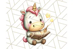 Magical Bookish Unicorn PNG Clipart Reading Books & Stories Product Image 3