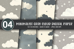 Minimalist Gray Cloud Digital Paper Product Image 1