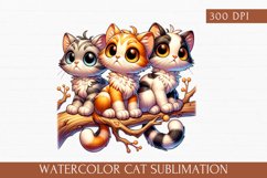Watercolor Cat Sublimation, cute cat clipart Product Image 1