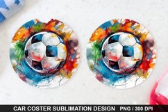 Soccer Ball Car Coaster - Coaster Sublimation Design Product Image 1