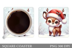 Cute Deer Coaster Design. Christmas Coaster Sublimation Product Image 1