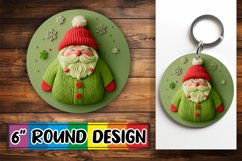 Keychain Round Design Sublimation Christmas Santa Claus 3D Product Image 1
