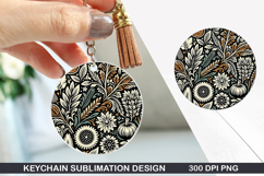 Flower Keychain Sublimation - Autumn Keychain PNG Design Product Image 1