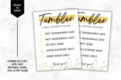 Printable Tumbler Care Instructions Card - Glitter Yellow Product Image 1