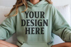 Dark Heather Gildan 18500 Hoodie Sweatshirt Mockup, Unisex Product Image 1