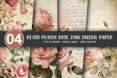 Retro Peachy Rose Junk Digital Paper Product Image 1