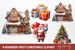 Reindeer First Christmas Clipart Sublimation Product Image 1