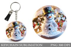 Cute Snowman Keychain Design. Snowman Keychain Sublimation Product Image 1